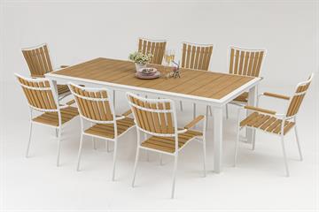 Havemøbelsæt. 216cm Bord + 8 stole i ny artwood - UDSOLGT 2024